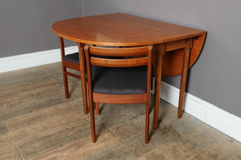 Vintage Retro G Plan Drop Leaf Dining Table and 4 White and Newton Chairs