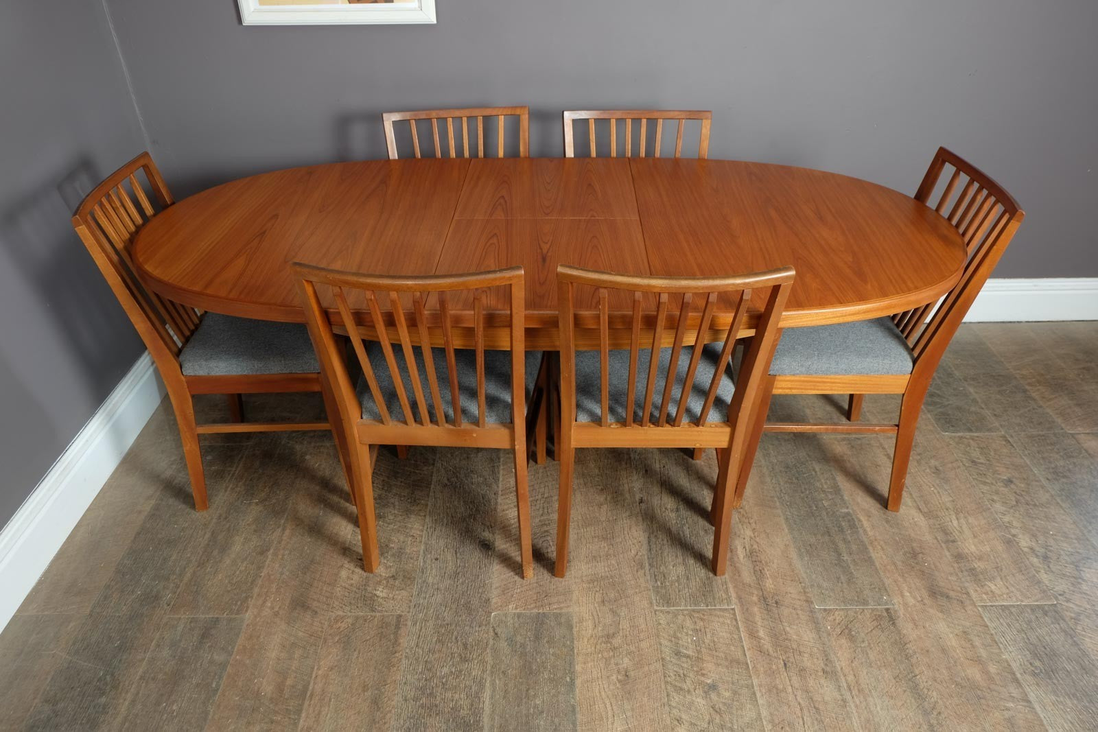 Vintage Oval Teak Extending Dining Table and 6 Vanson Chairs