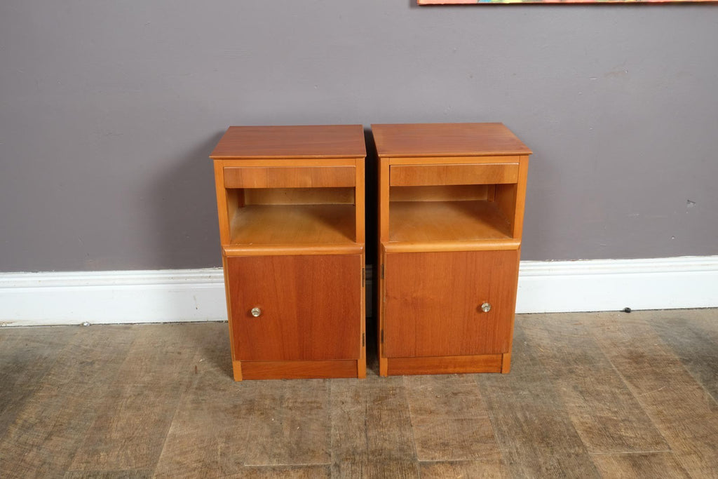 Vintage Retro Pair of Teak Mid Century Bedside Tables
