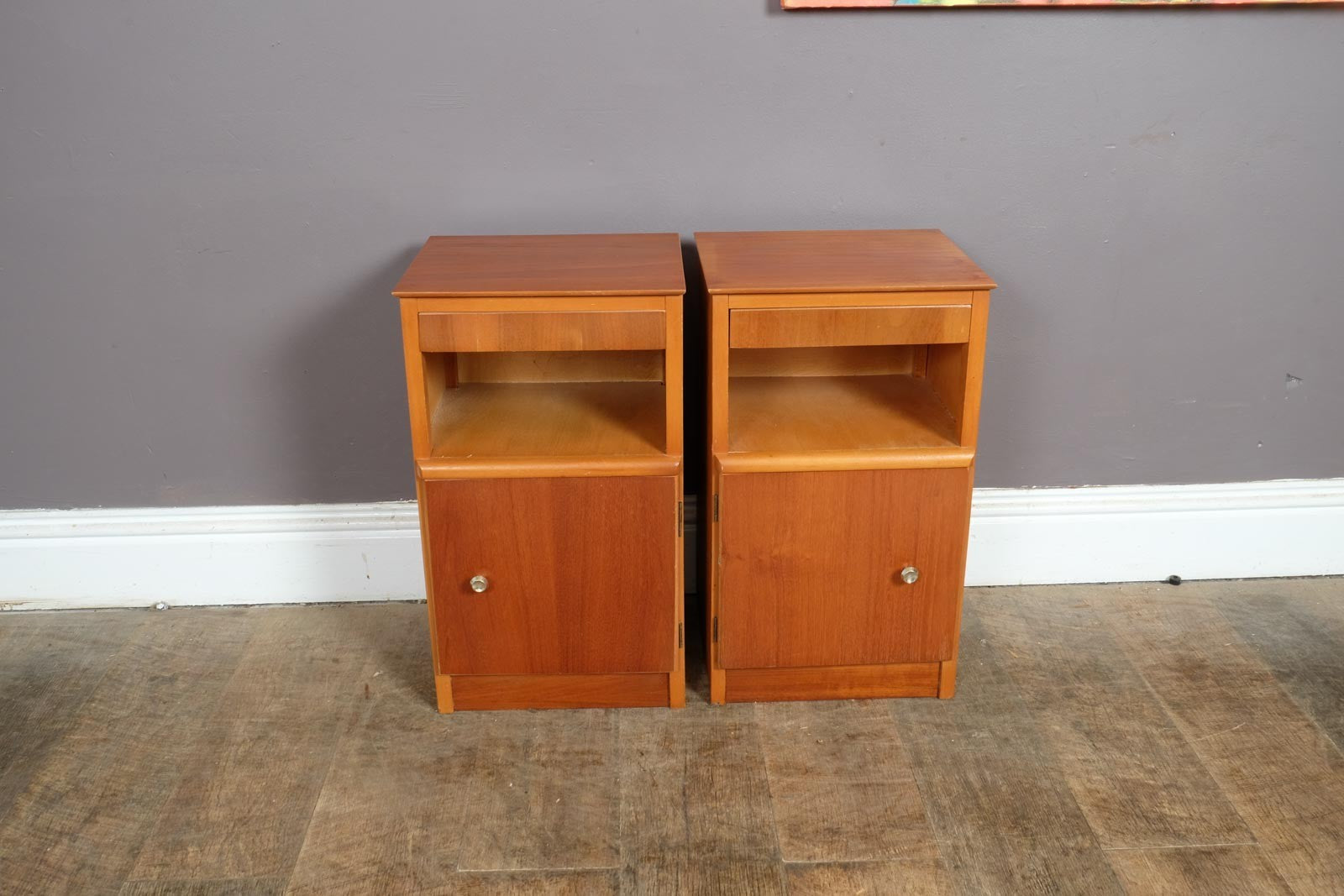 Vintage Retro Pair of Teak Mid Century Bedside Tables
