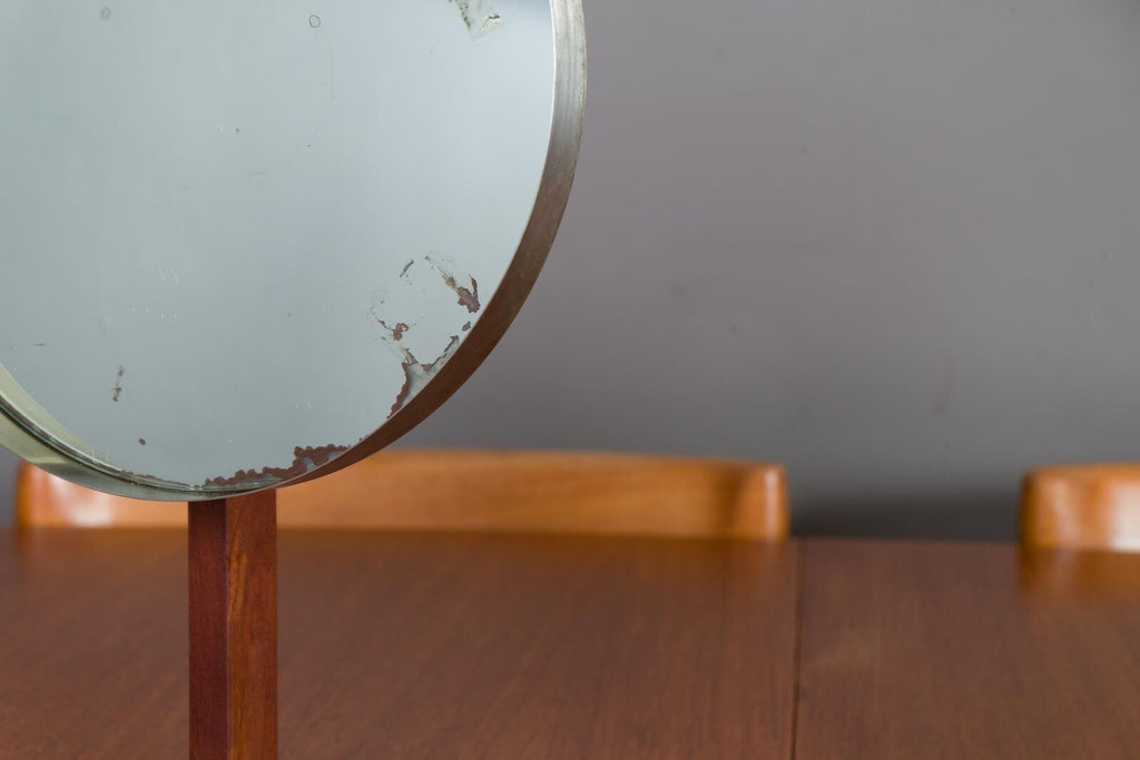 Vintage Mid Century Teak and Steel Vanity Mirror