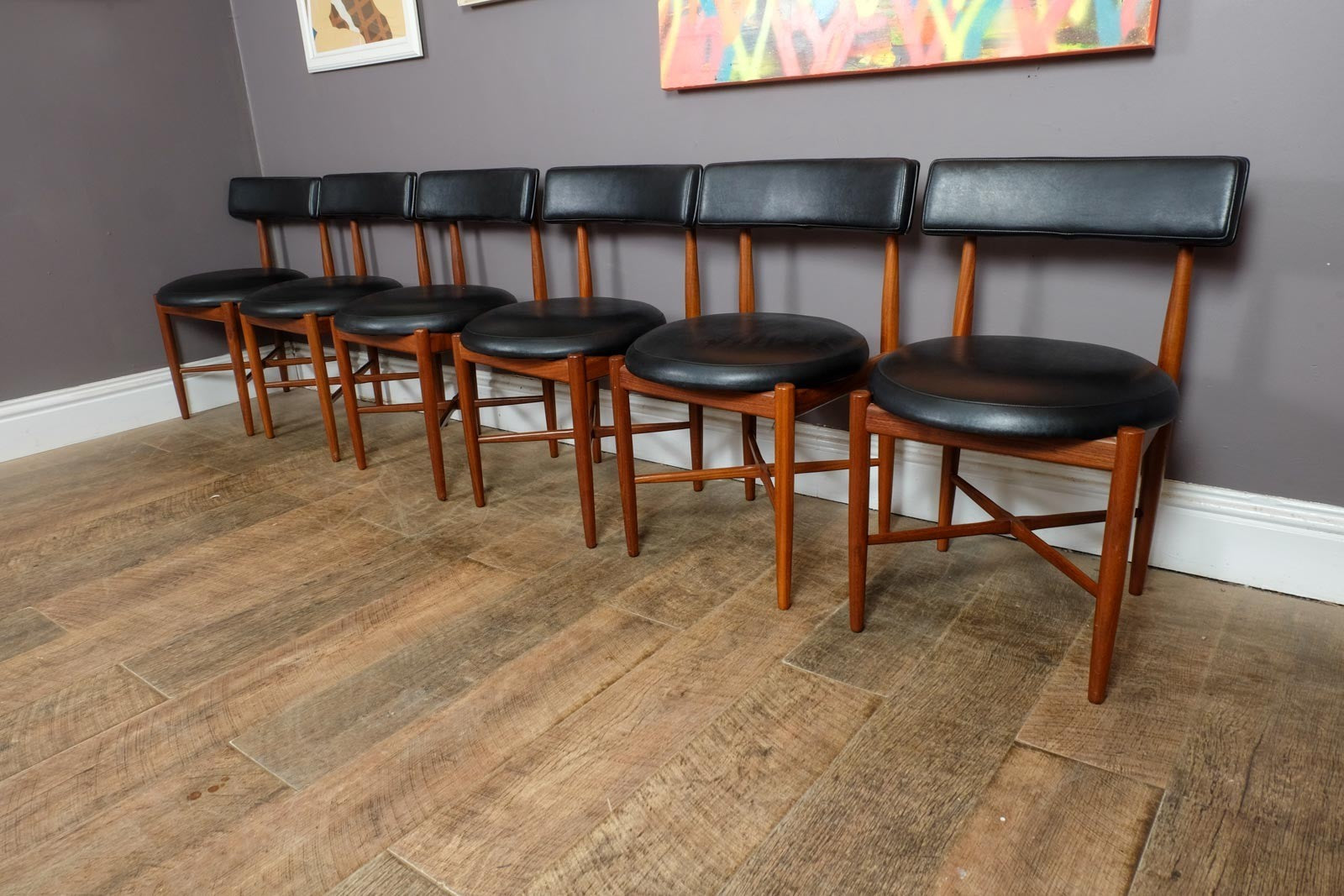 Vintage G Plan Fresco Circular Teak Dining Table and 6 Chairs by VB Wilkins