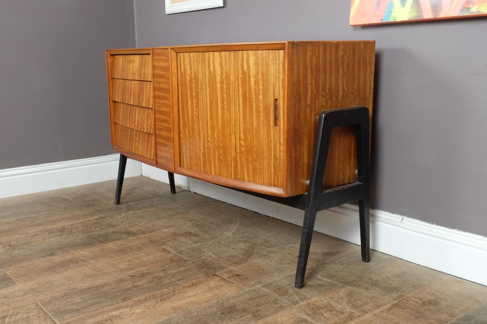 Vintage Mid Century Zebrano Teak Sideboard by Herbert Gibbs