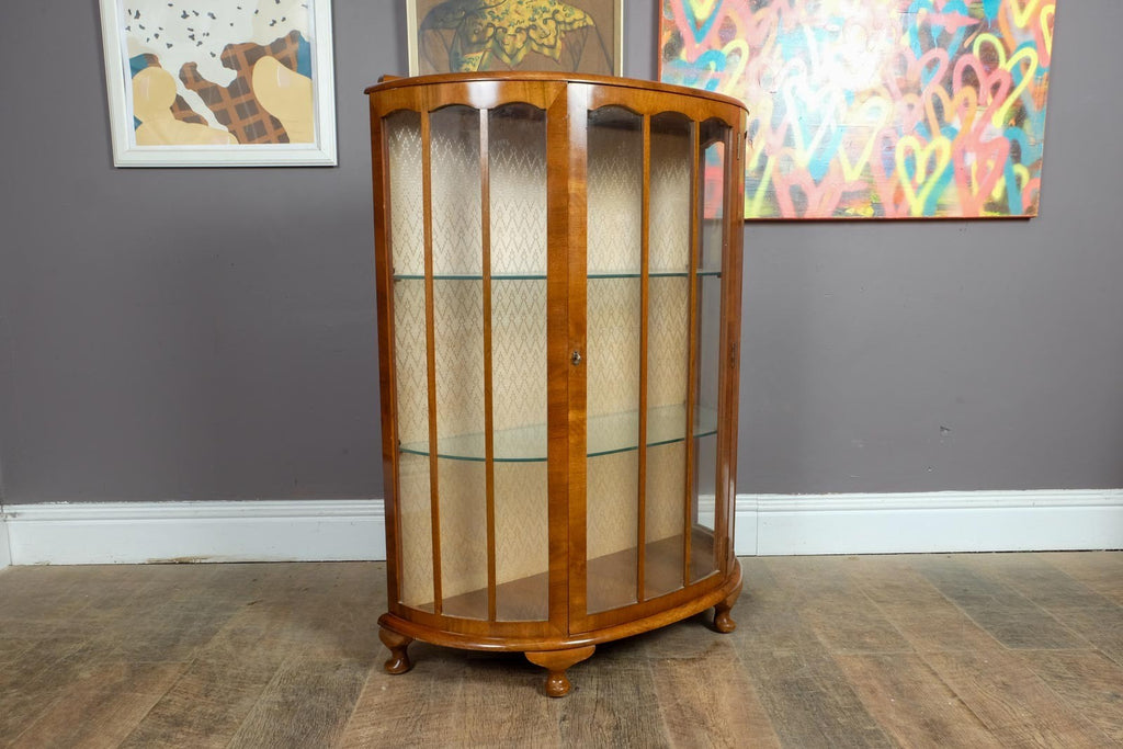 Vintage Walnut Glazed Display Cabinet