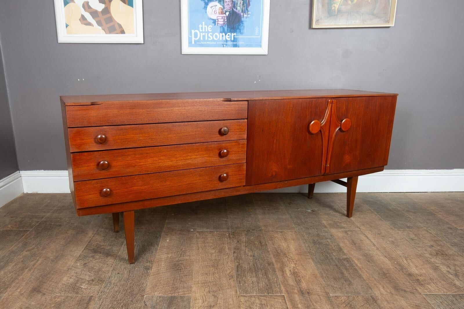 Vintage Retro Small Dark Teak Sideboard by Beautility