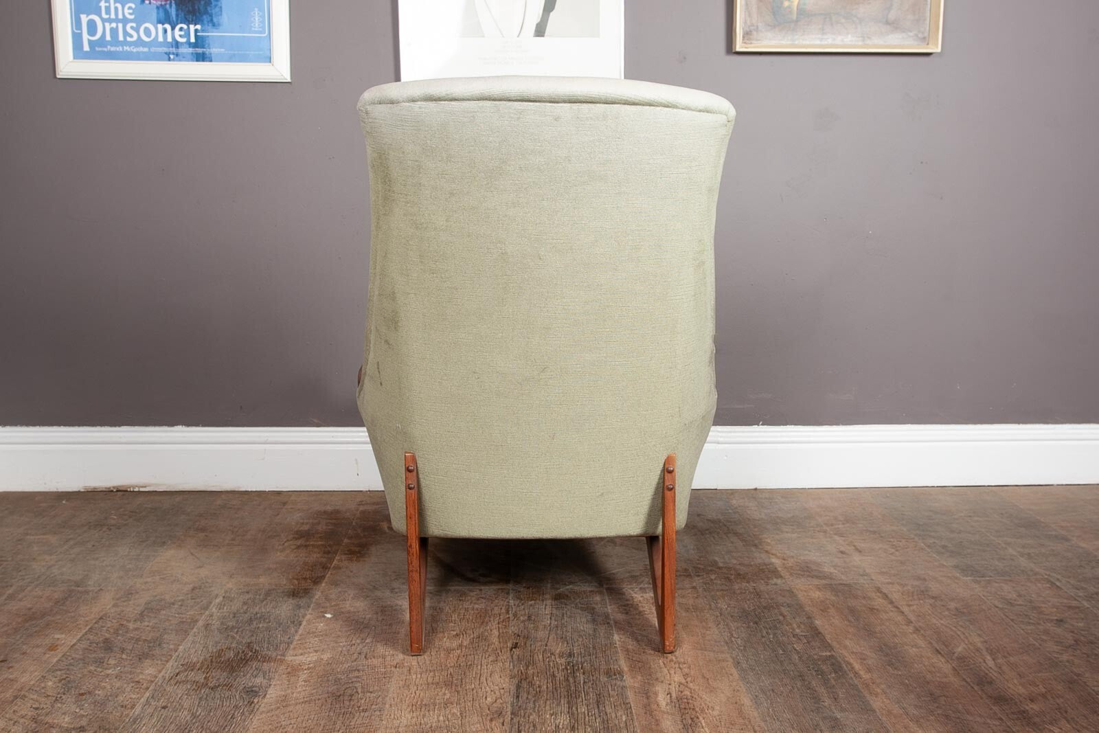 Vintage Mid Century Danish Style High Back Arm Chair