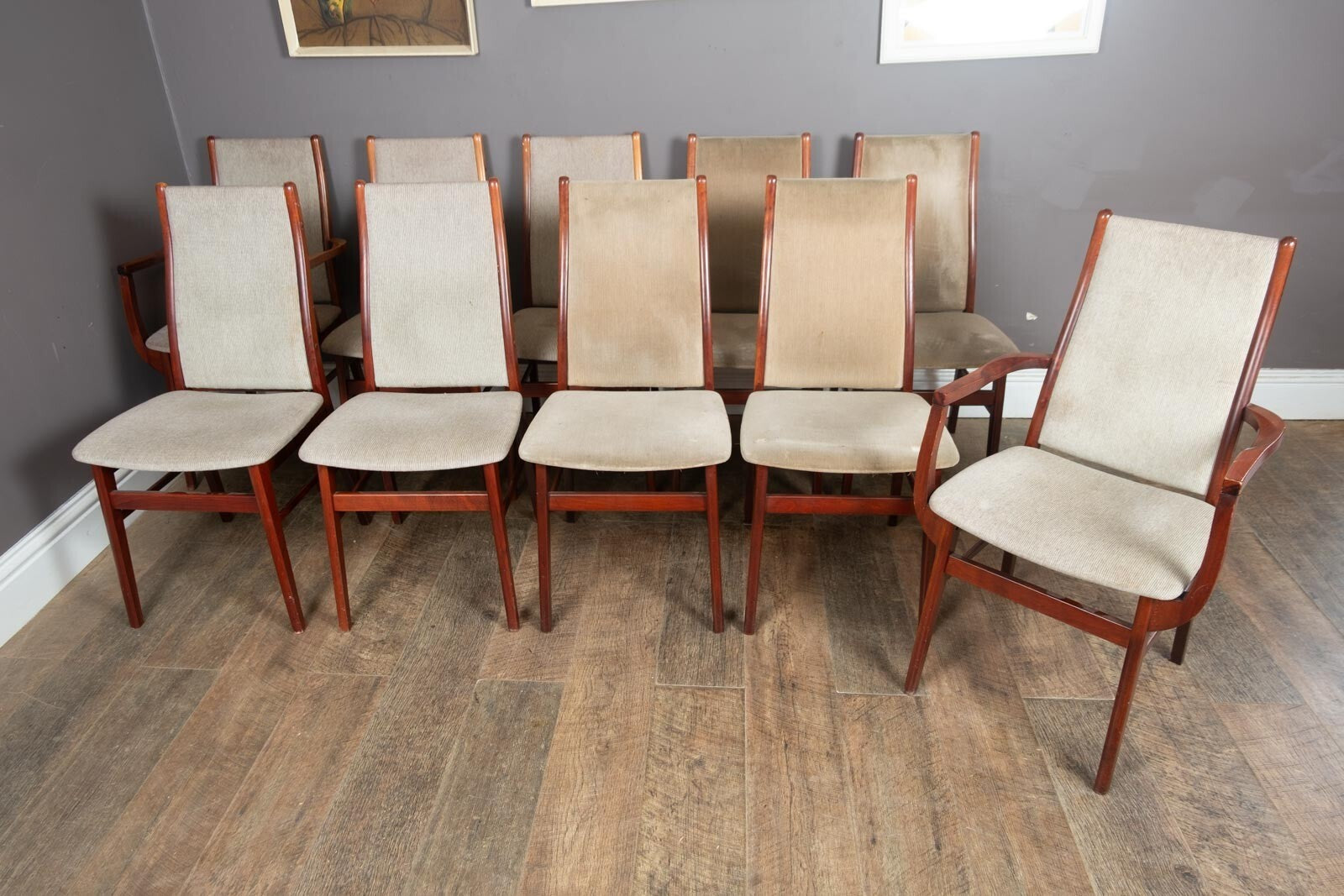 Vintage Danish Rosewood Dining Table and 10 Chairs