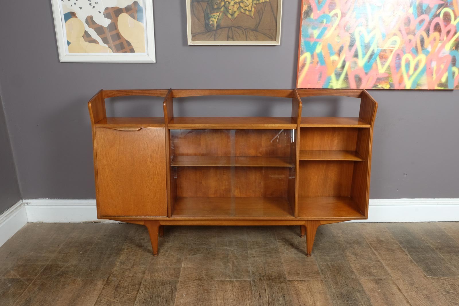 Vintage Mid Century Glazed Teak Bookcase by McIntosh
