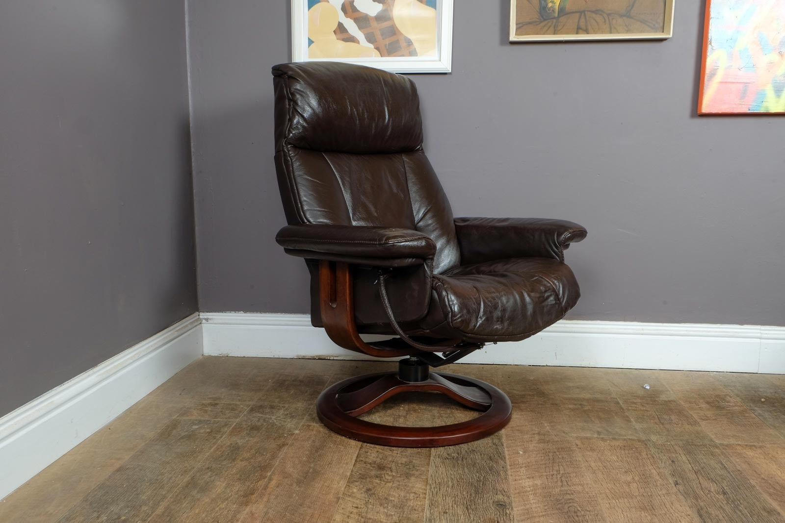 Vintage Retro Dark Brown Reclining Armchair