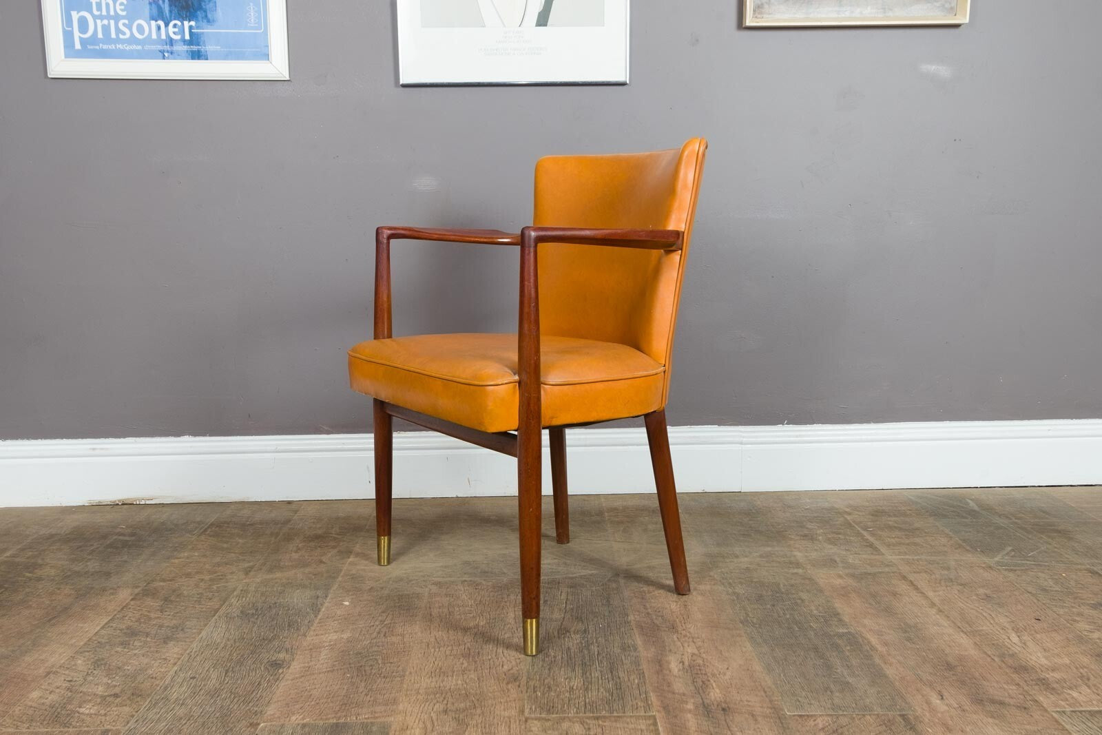 Vintage Retro Teak and Vinyl Side Chair