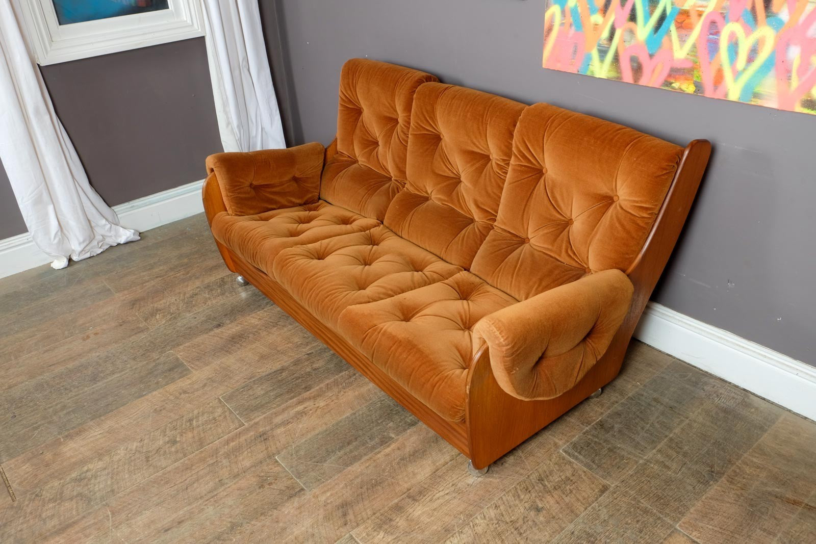 Vintage Retro G Plan Saddleback 4 Piece Suite - Sofa, Armchairs and Footstool