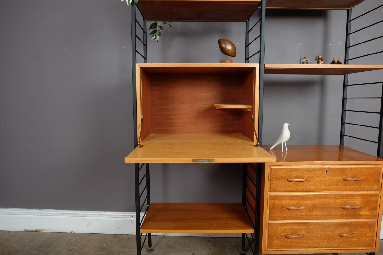 Vintage Retro 2 Bays of Narrow Staples Ladderax in Teak