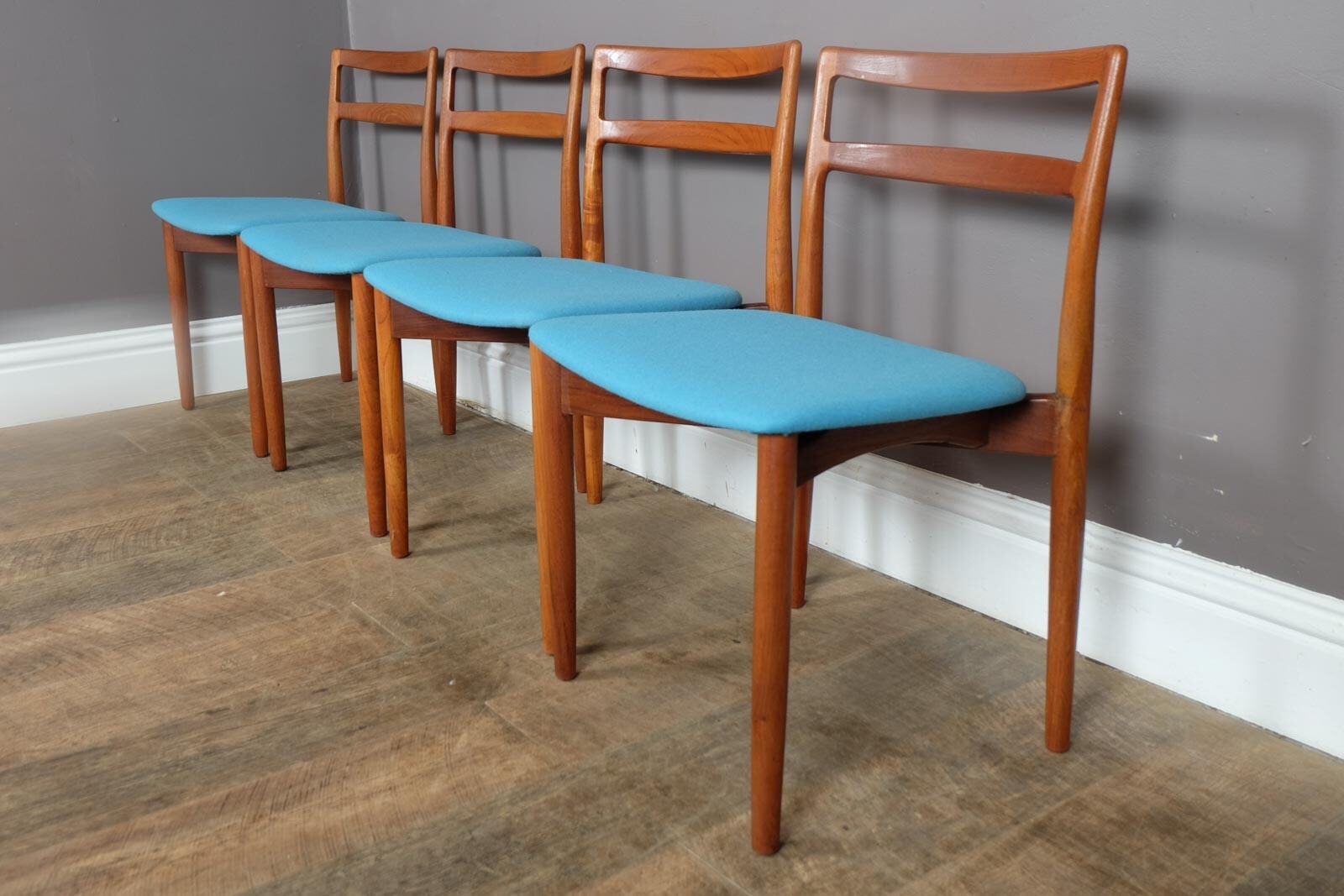 Vintage Set of 4 Teak Dining Chairs by Randers Model 61