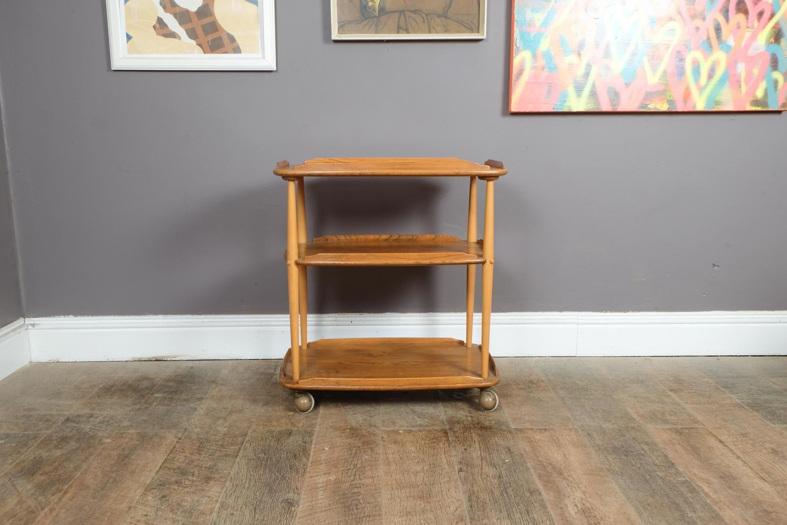 Vintage Retro Ercol Light Elm Tea Trolley