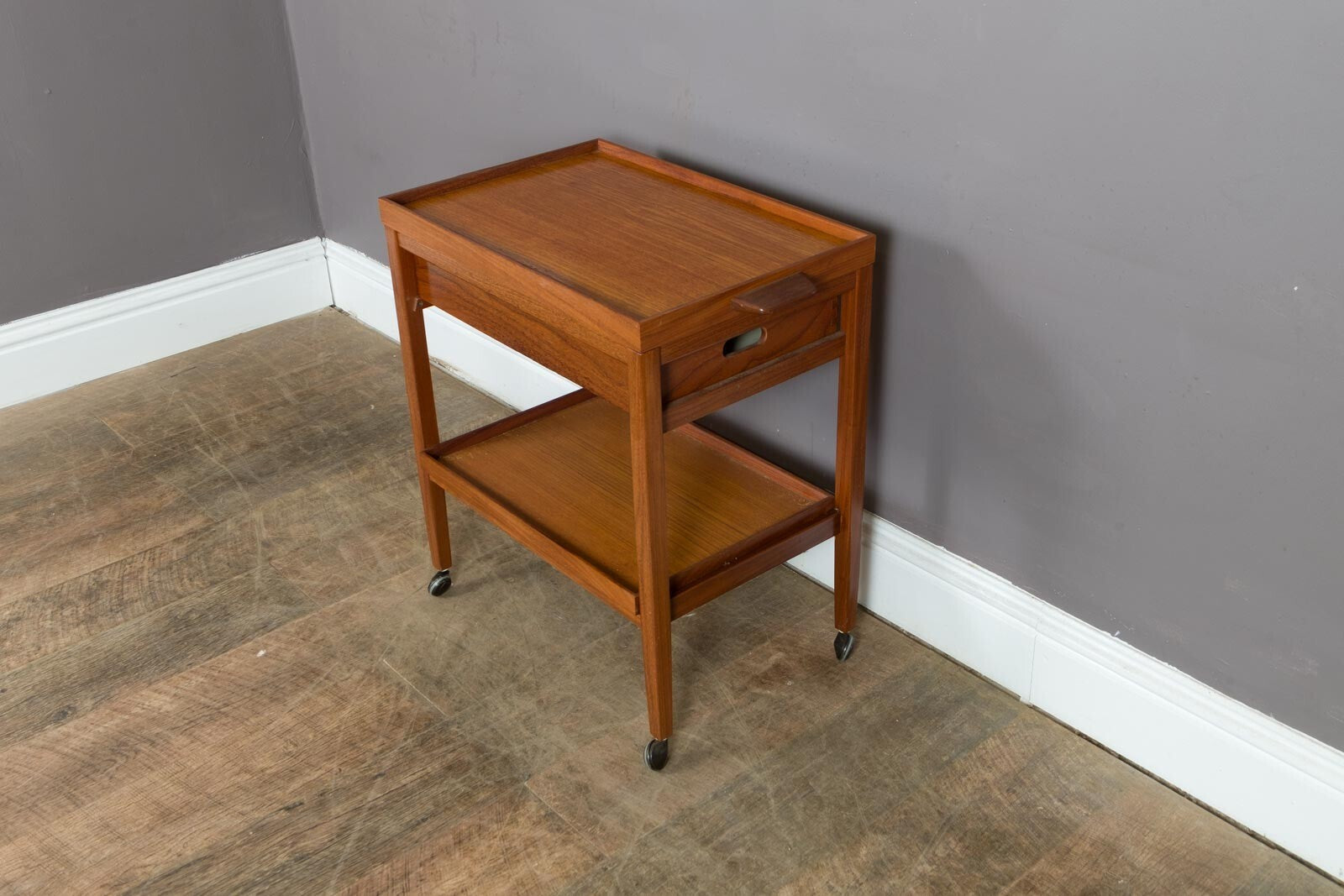 Vintage Mid Century Danish Teak Drinks Trolley Tea Trolley