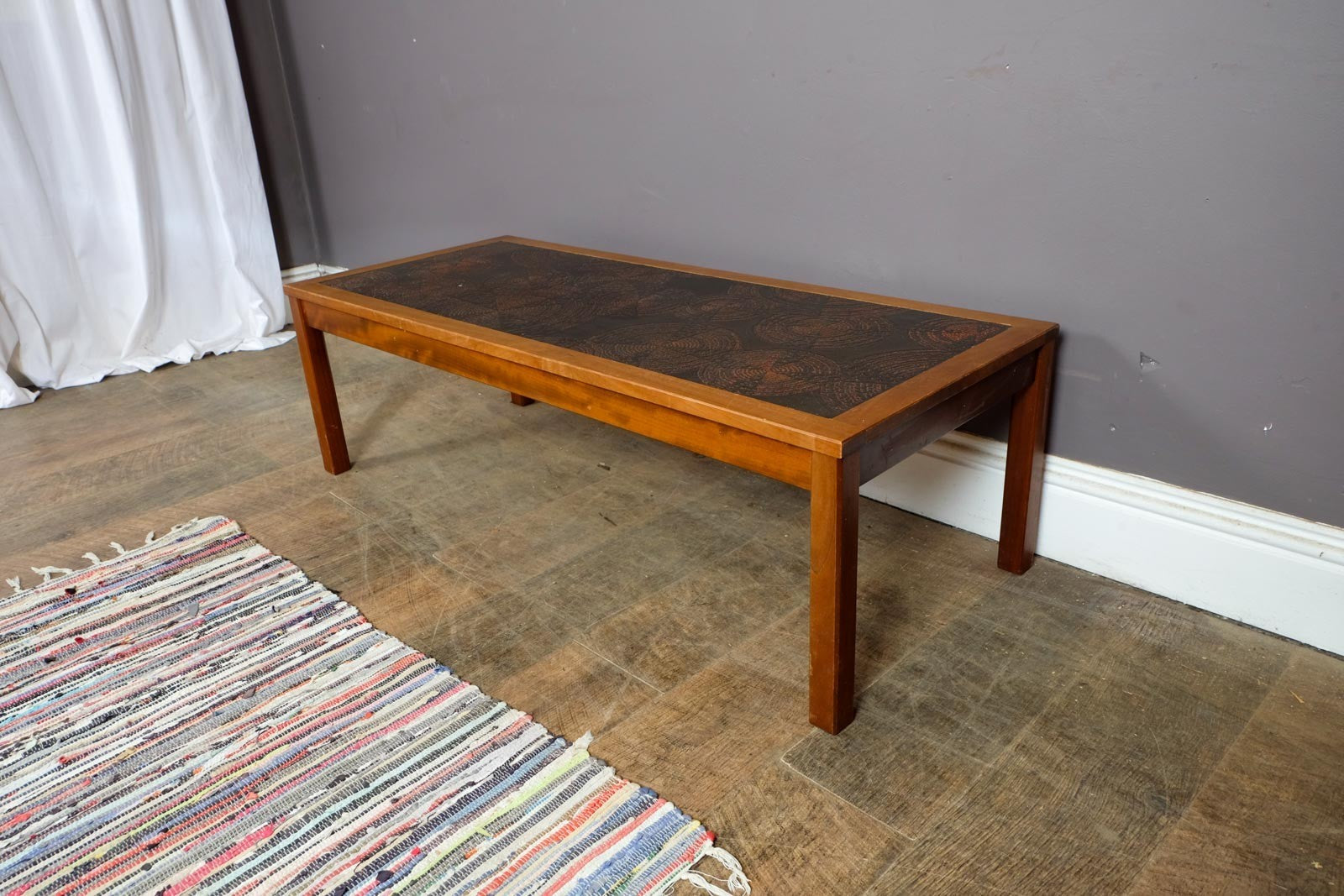 Vintage Retro Large Teak Tiled Coffee Table