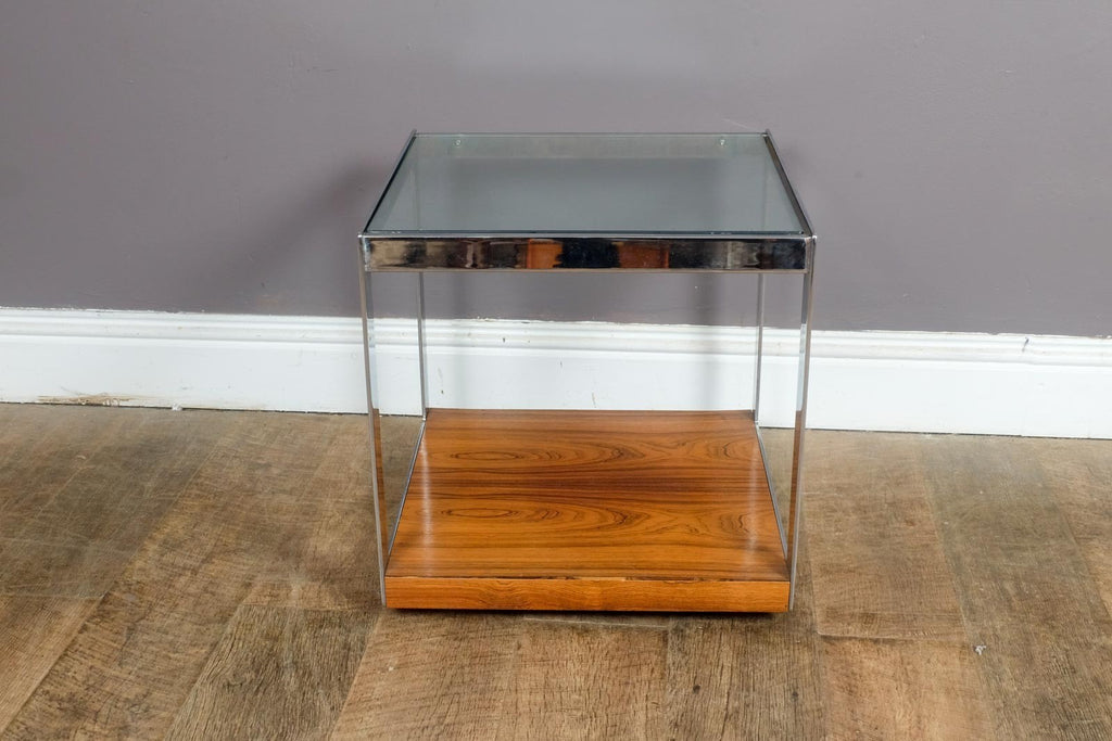 Vintage Retro Merrow Associates Chrome and Rosewood Sidetable