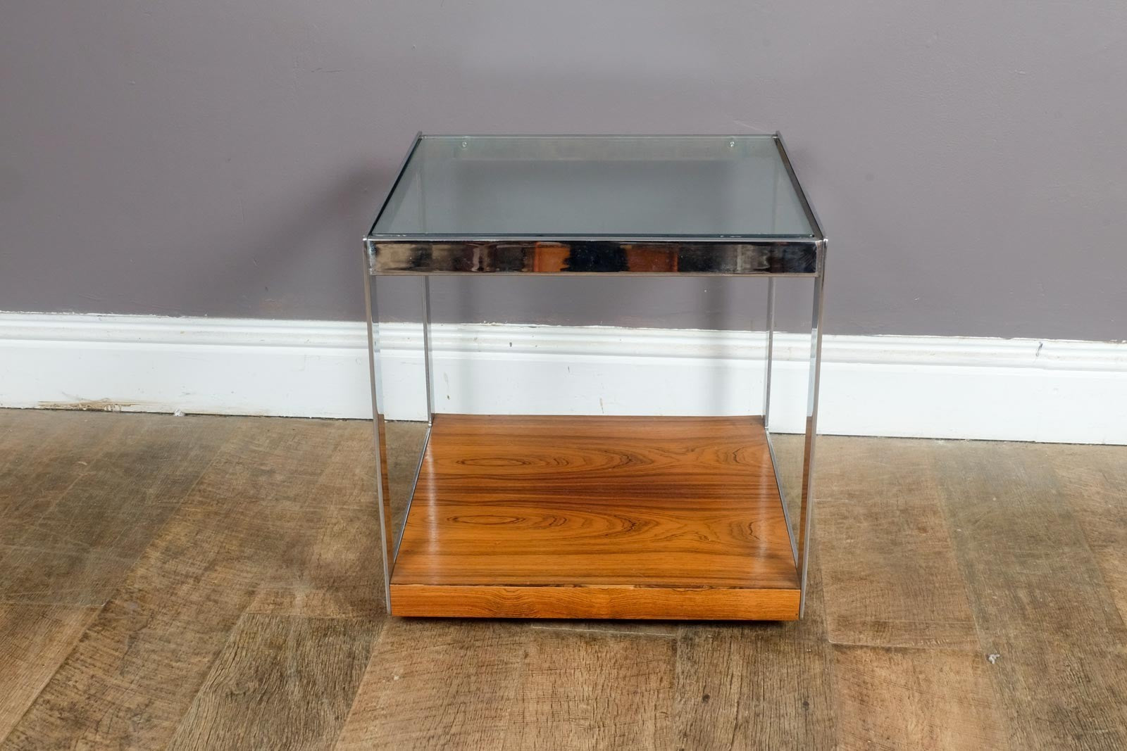 Vintage Retro Merrow Associates Chrome and Rosewood Sidetable