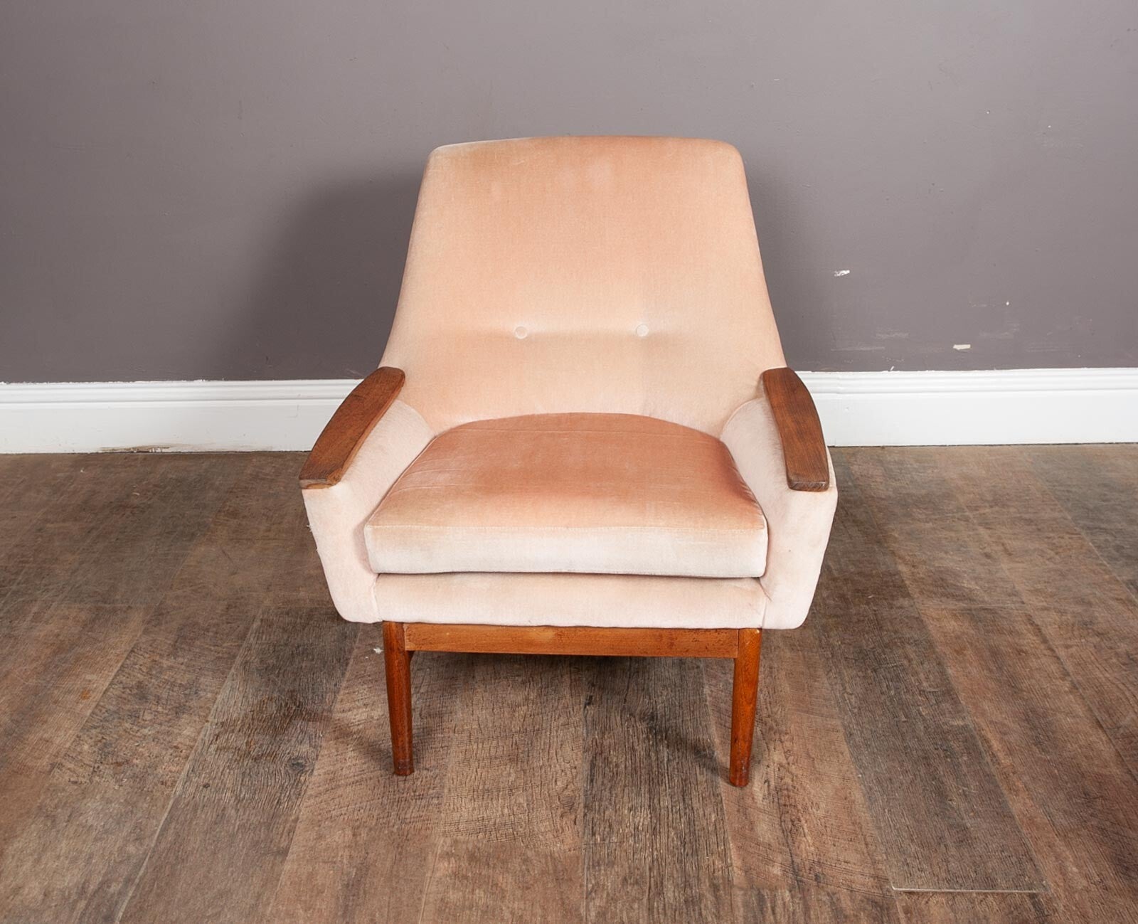 Vintage Mid Century Danish Style Low Back Arm Chair