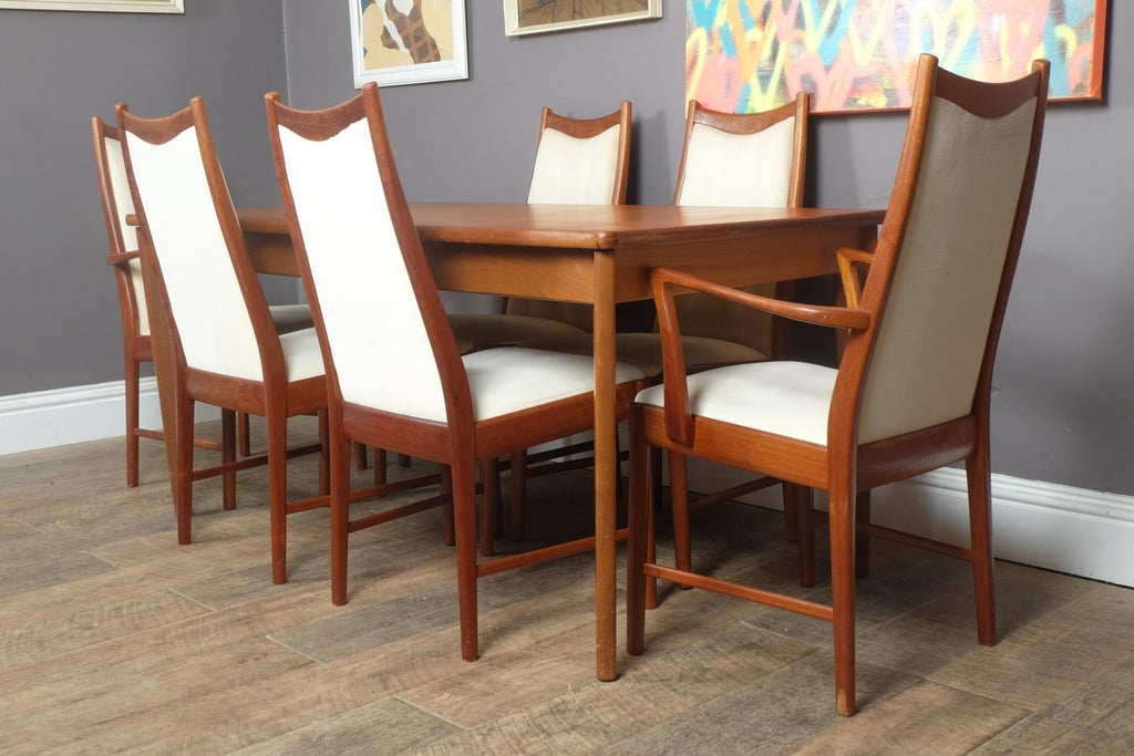 Vintage Large Mid century Teak Extending Dining Table and 6 McIntosh Chairs