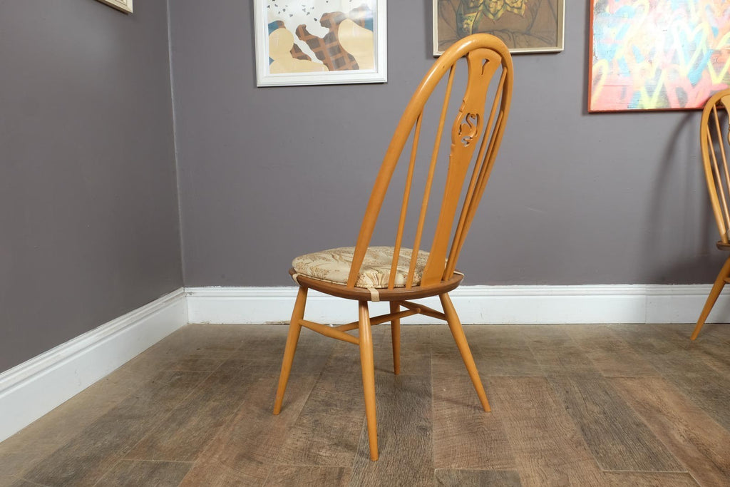 Vintage Ercol Light Elm Oval Southwold DIning Table and 6 Swan Back Chairs