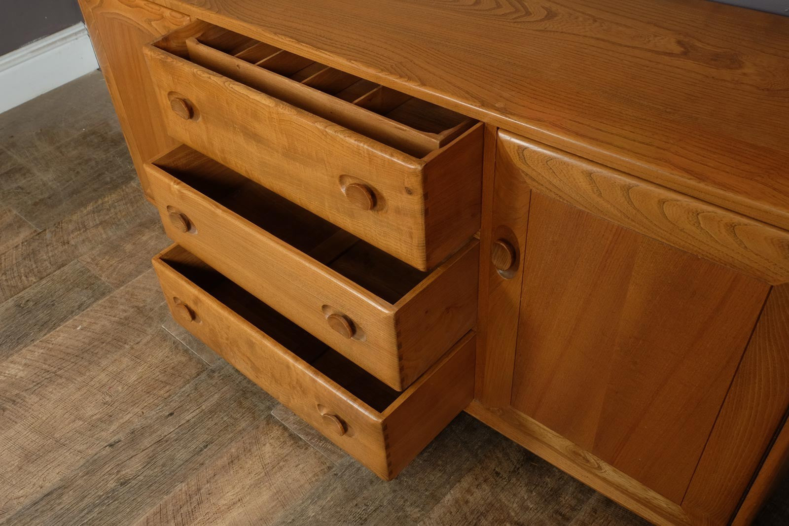 Vintage Ercol Light Elm Sideboard Model 455