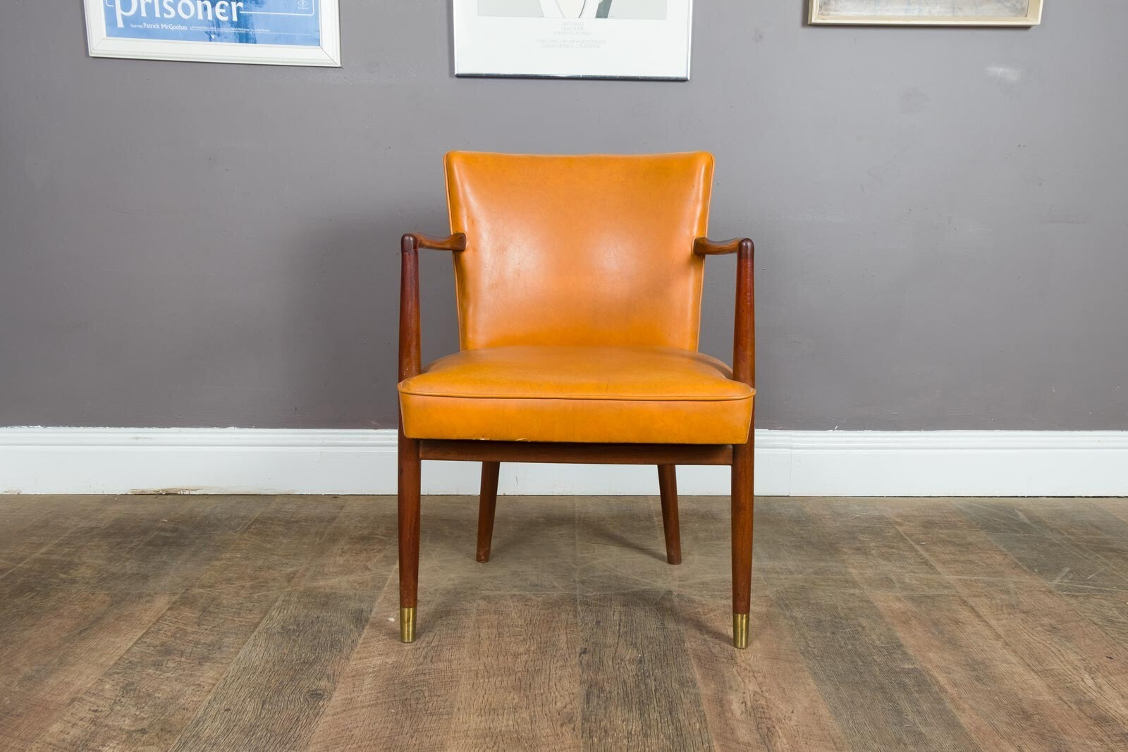 Vintage Retro Teak and Vinyl Side Chair