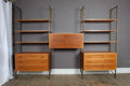 3 Bays Mid Century Modern Ladderax Shelving System with Gold Ladders