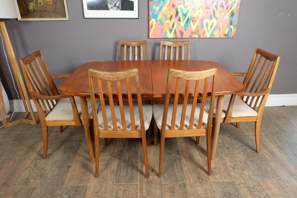 Vintage Retro G Plan Oval Teak DIning Table and 6 High Back Chairs
