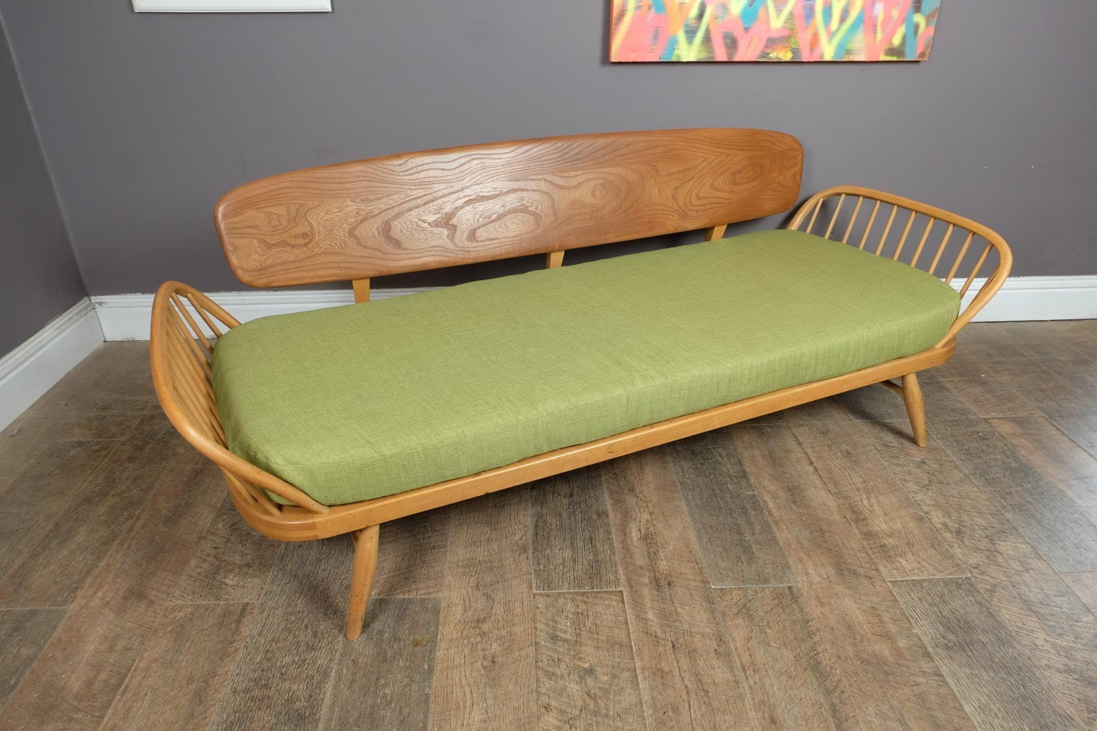 Vintage Retro Ercol Light Elm Studio Couch Day Bed