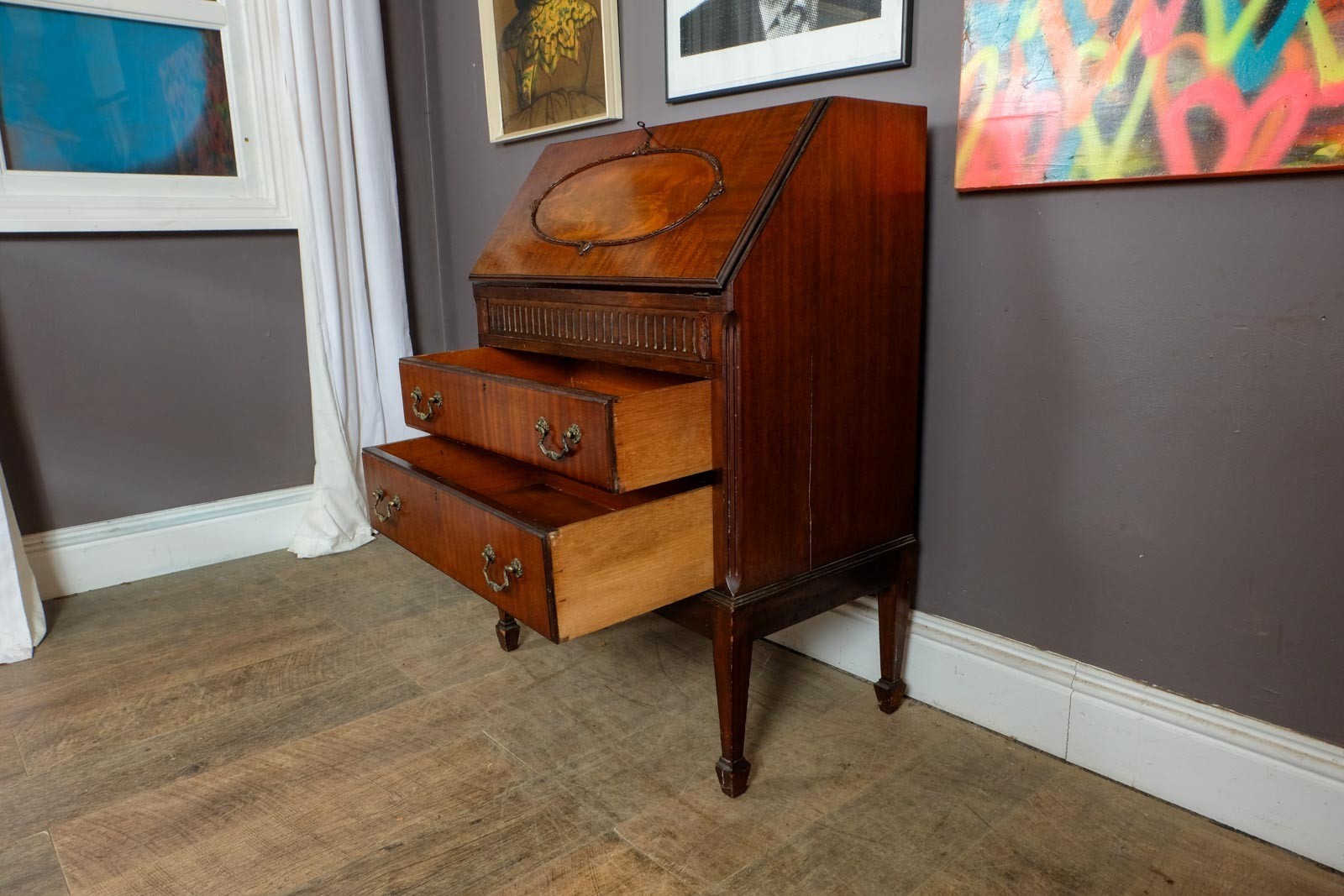 Vintage Retro Antique French Style Secretary Writing Desk Bureau