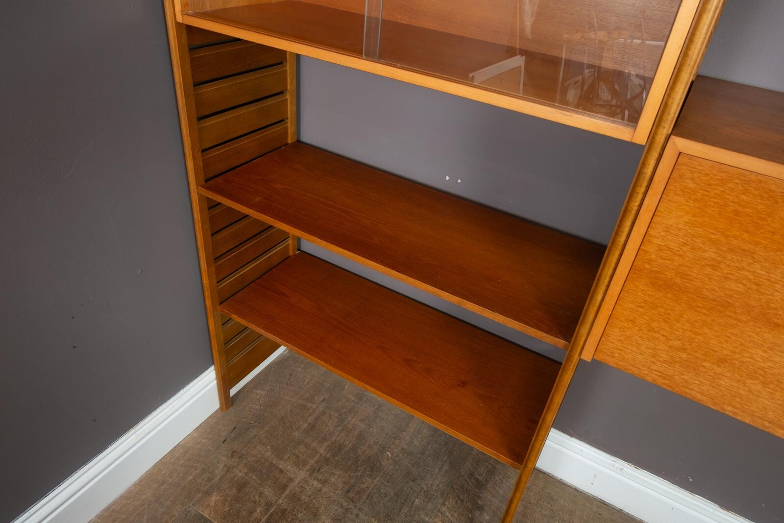 Vintage Retro 2 bays of Teak Wooden Ladderax - record storage