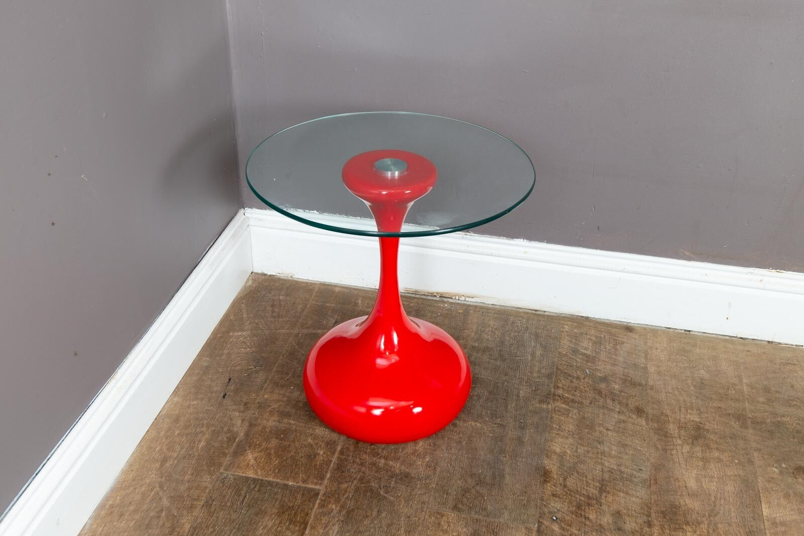 Vintage Pop Art Style Red and Glass Side Table