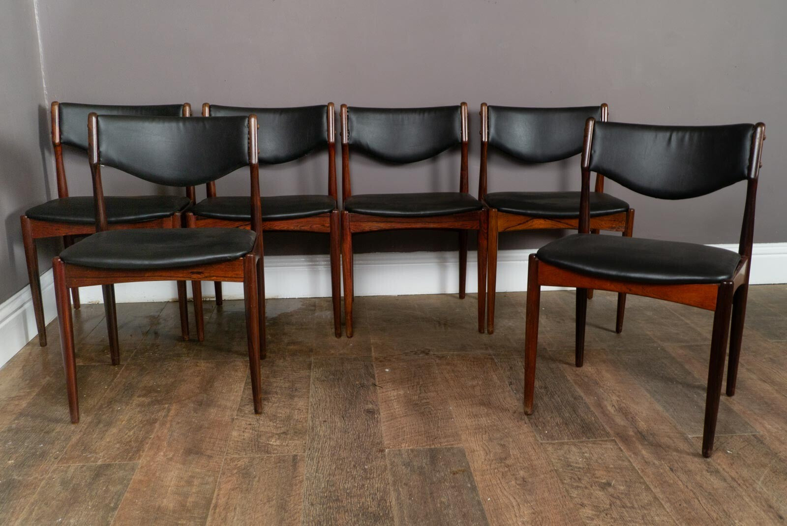 Vintage Retro Set of 6 Rosewood Dining Chairs by Johannes Andersen for BRDR
