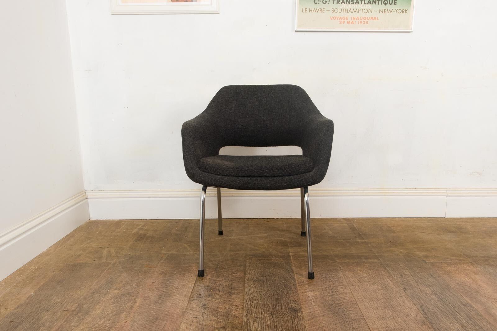 Vintage Retro Fabric and Vinyl Conference Desk Chair