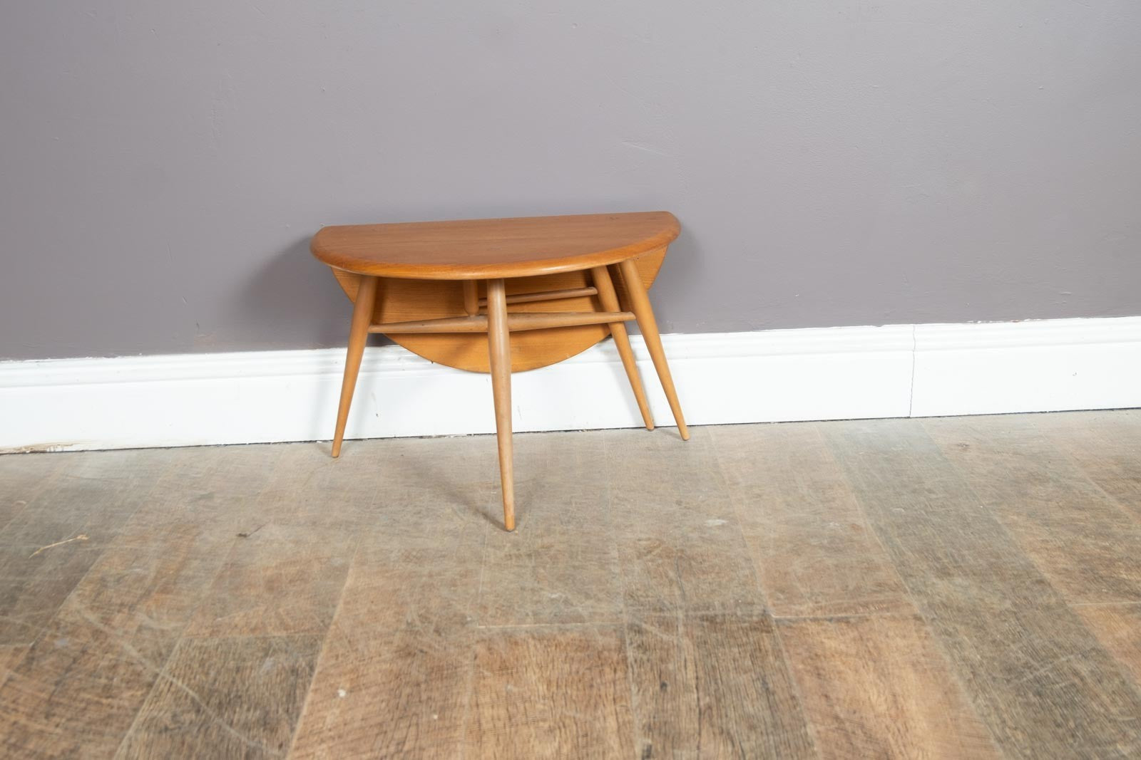 Vintage Ercol Light Elm Drop Leaf Side Table