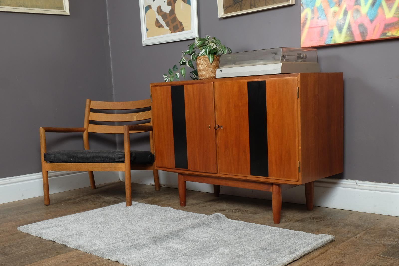 Vintage Retro Danish Paul Hundevad Record Cabinet Sideboard