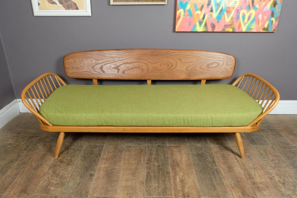 Vintage Retro Ercol Light Elm Studio Couch Day Bed