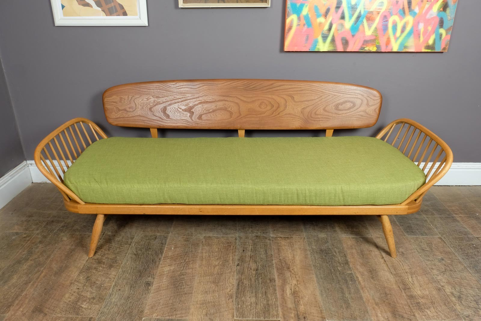 Vintage Retro Ercol Light Elm Studio Couch Day Bed