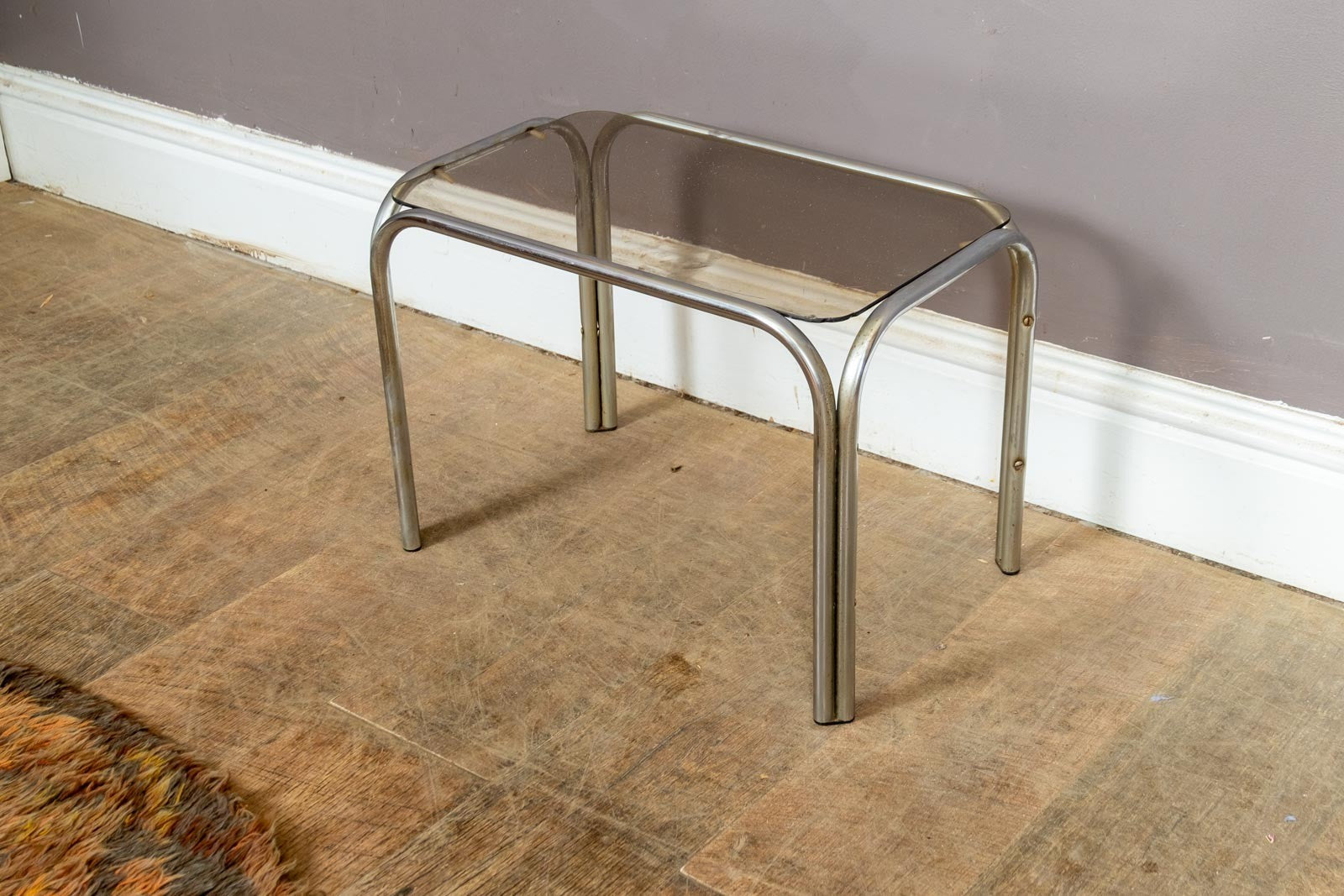Vintage Retro Chrome and Glass Side Table