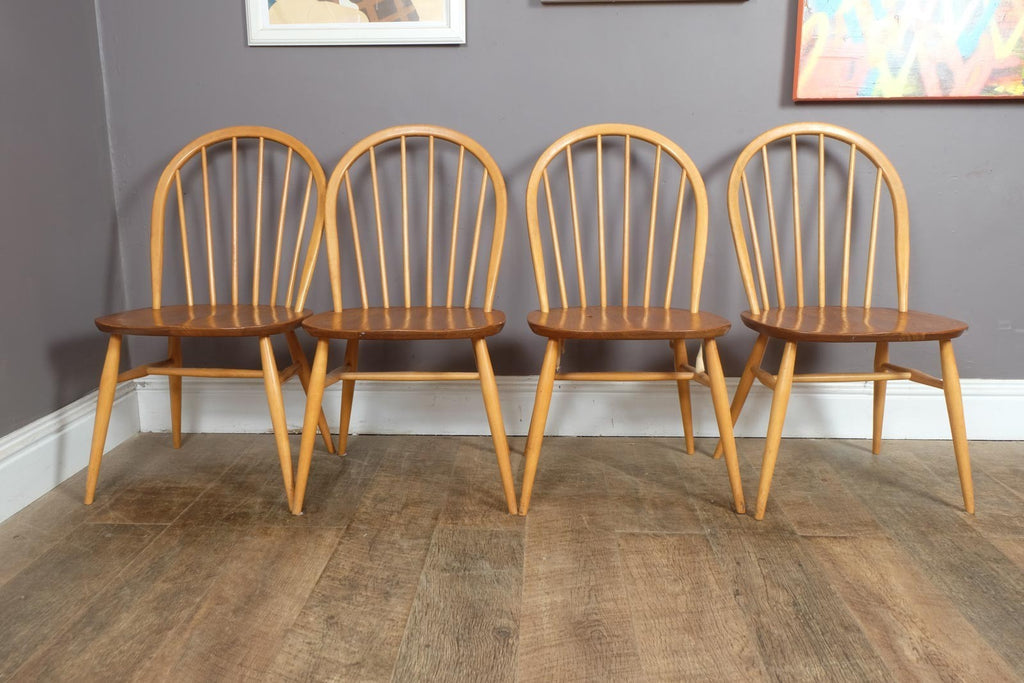 Vintage RetroErcol Light Elm Drop Leaf Table and 4 Windsor Chairs