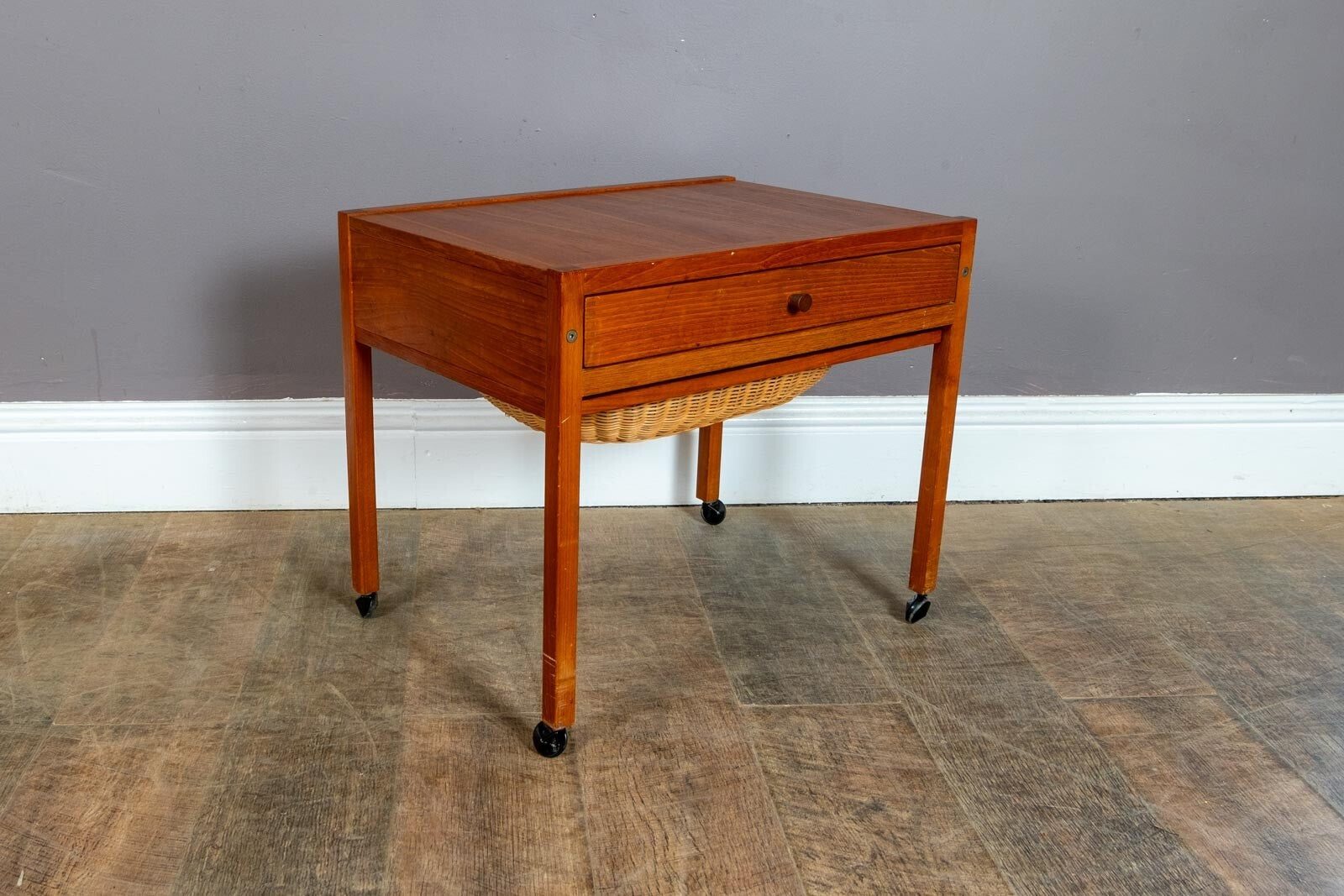Vintage Retro Mid Century Danish Teak Sewing Table