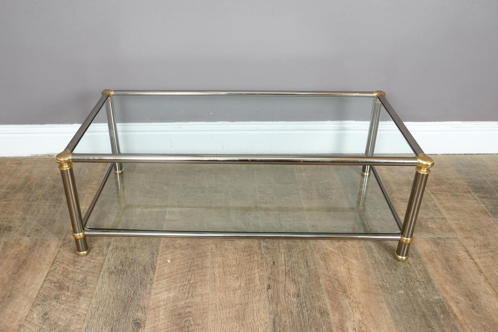 Vintage Retro Chrome and Brass 1970s Coffee Table
