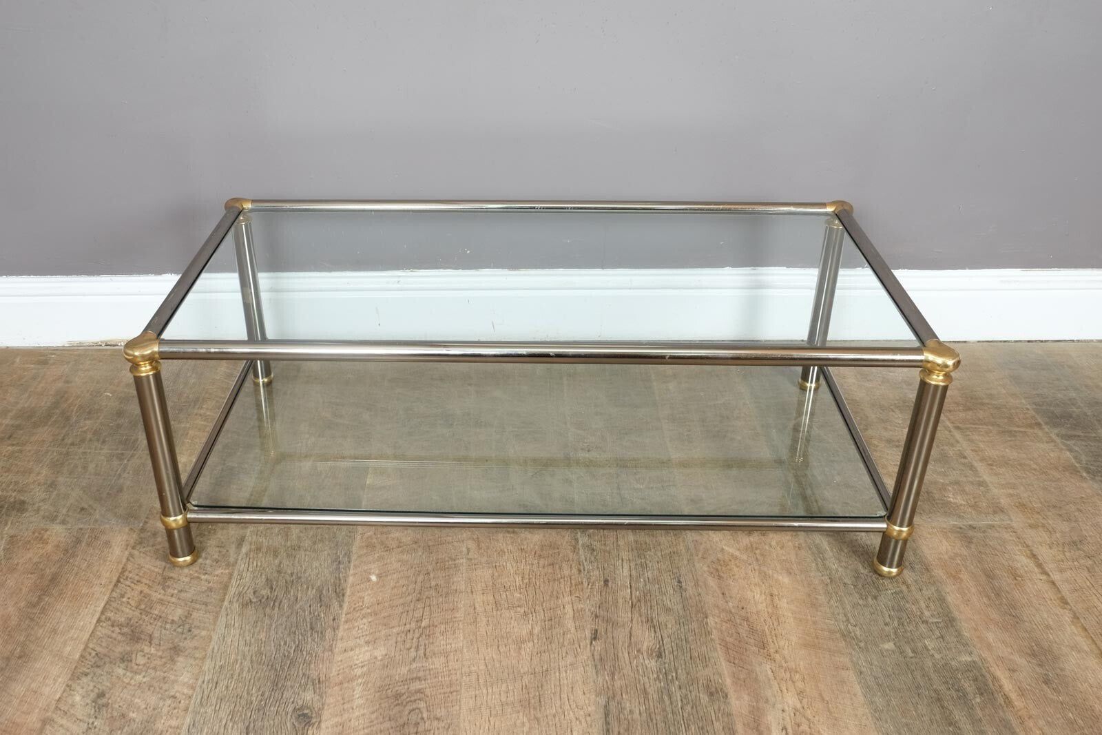 Vintage Retro Chrome and Brass 1970s Coffee Table