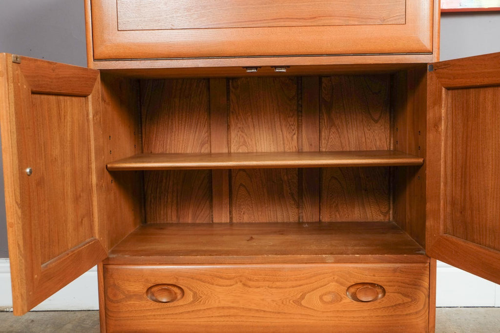 Vintage Ercol Model 469 Elm Bureau Serving Cabinet Drinks Cabinet Light Elm