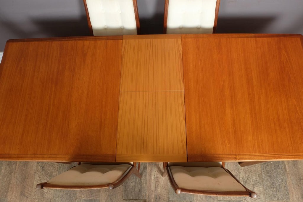 Vintage Large Mid century Teak Extending Dining Table and 6 McIntosh Chairs
