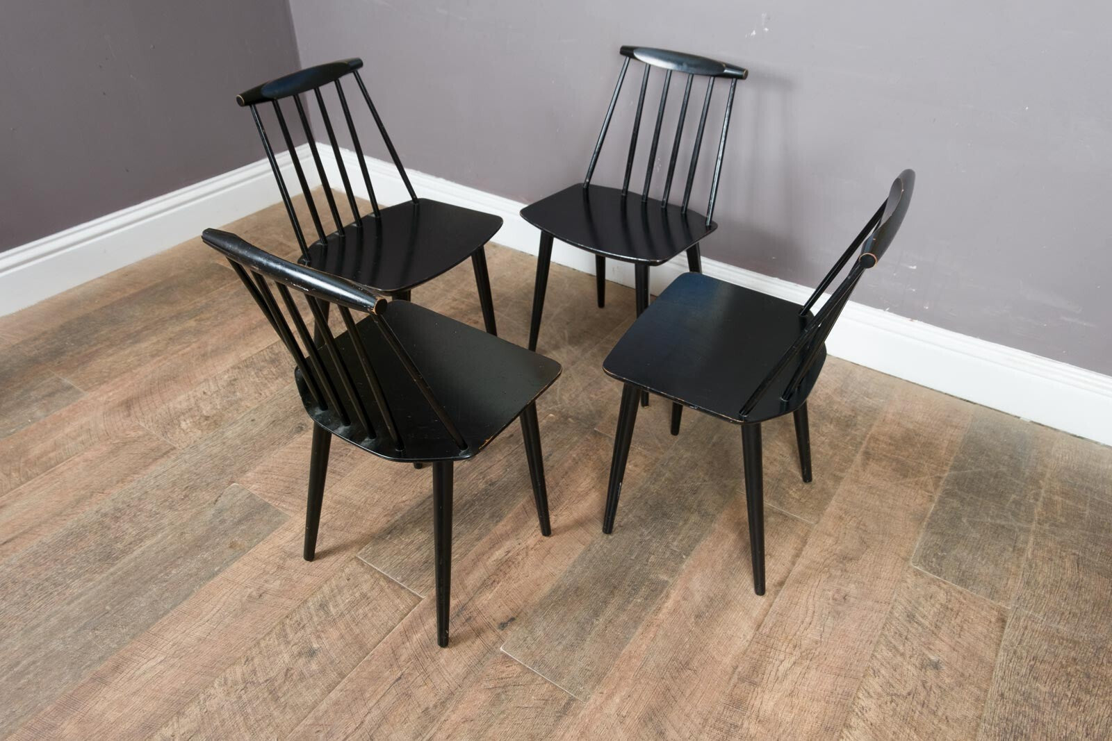 Vintage Retro Set of 4 J77 dining chairs by Folke Palsson for FDB Mobler
