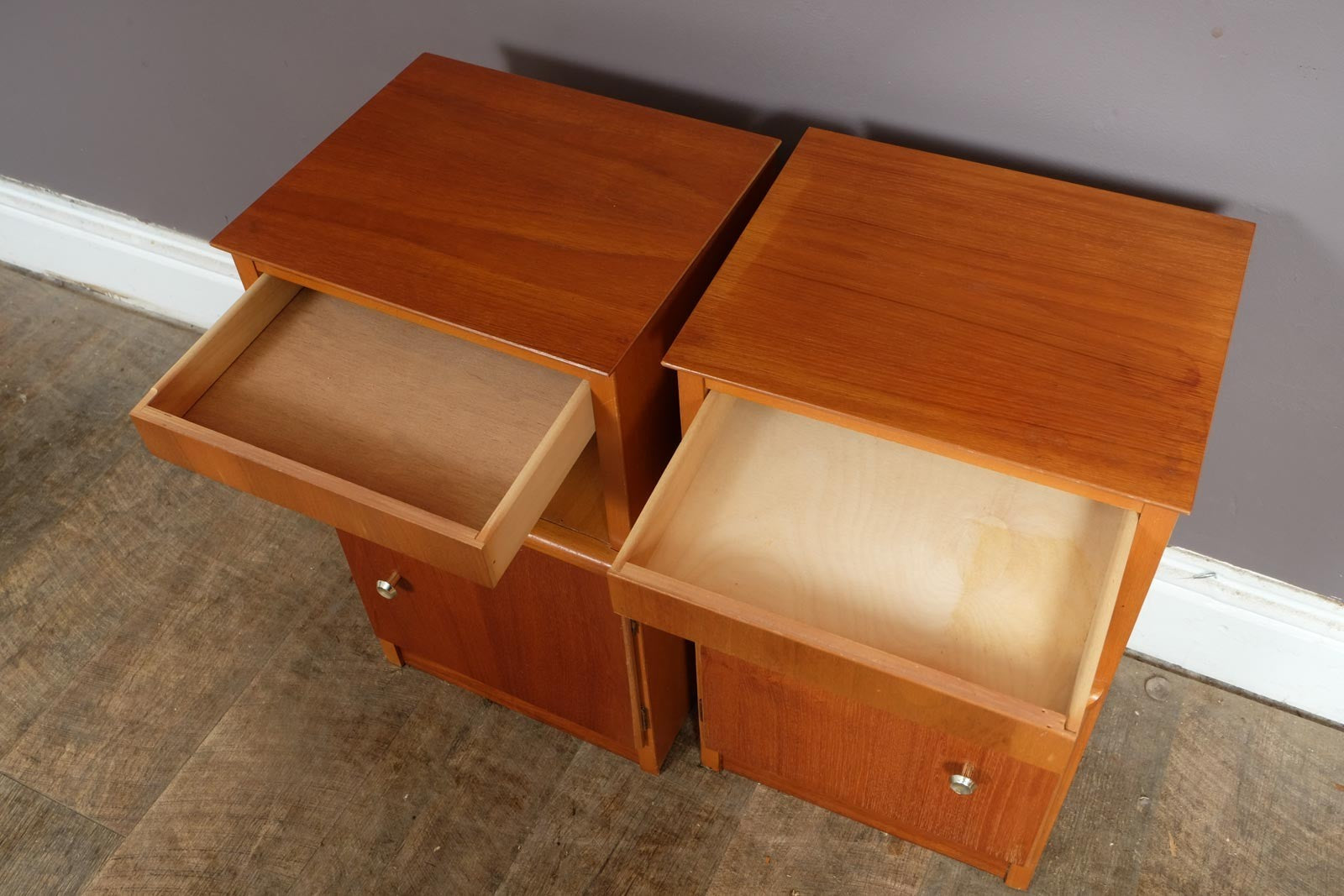 Vintage Retro Pair of Teak Mid Century Bedside Tables