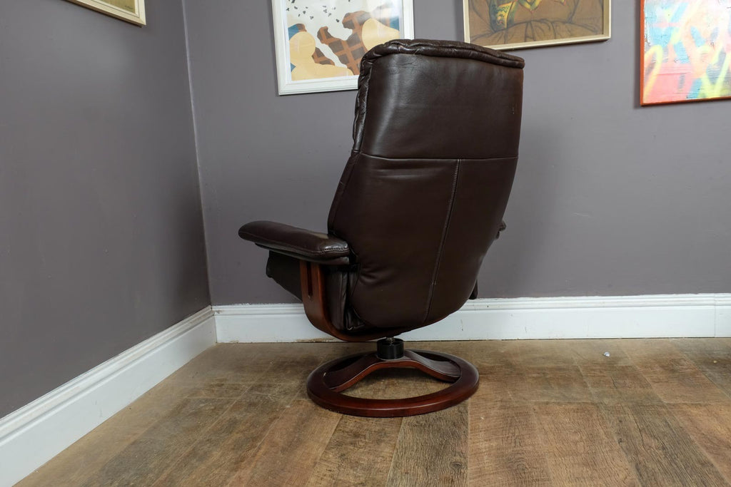 Vintage Retro Dark Brown Reclining Armchair