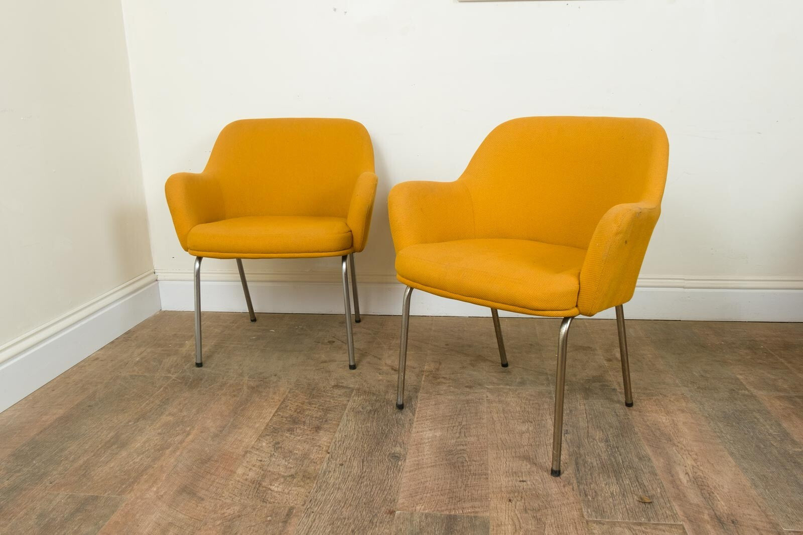 Vintage Retro pair of Mid Century Mustard Side Chairs